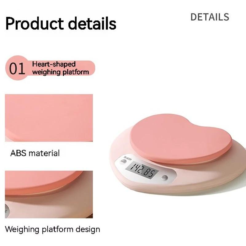 Heart-shaped Kitchen Scale Pink Food Balance Measuring Weight In Grams Portable Electronic Scales Baking Tools