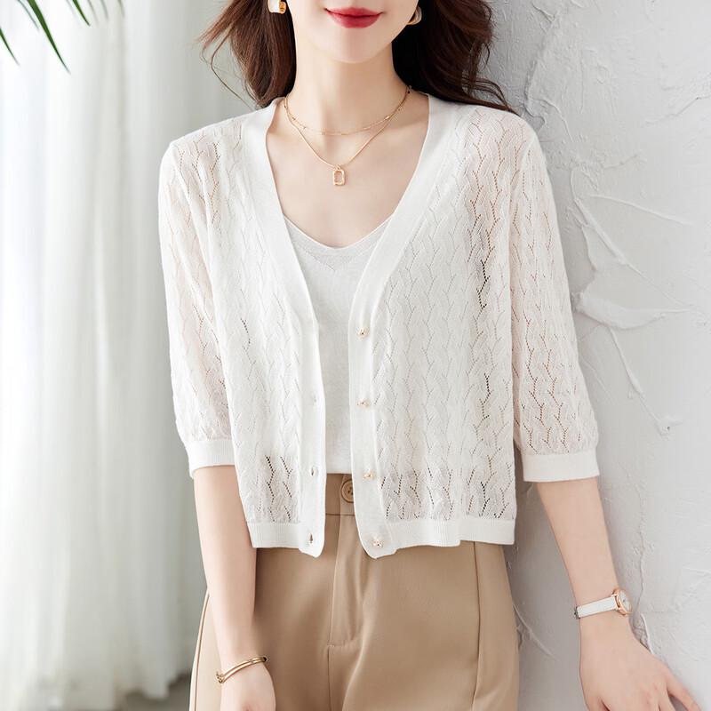 Women's Short Silk Blend Knit Cardigan