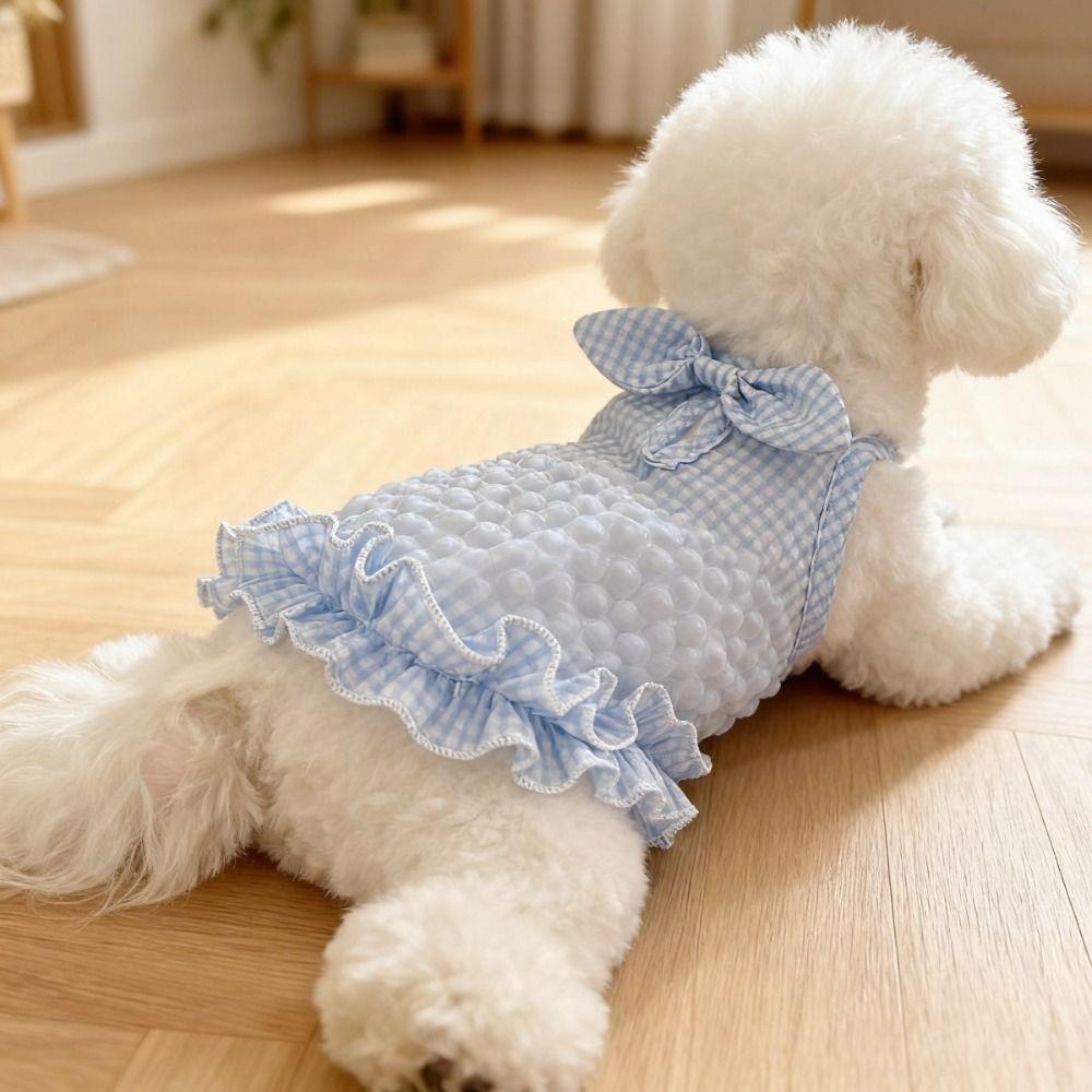 Rüschenrand Haustier Hundekleid Leicht Atmungsaktiv Haustierkleid Hundegeschirr Weste Frühling Sommer