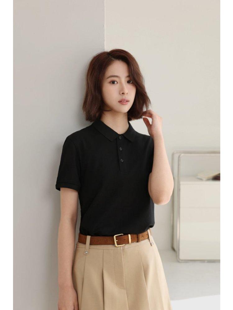 Summer Men's and Women's Lapel Short Sleeve Solid Color T-Shirt YG-688