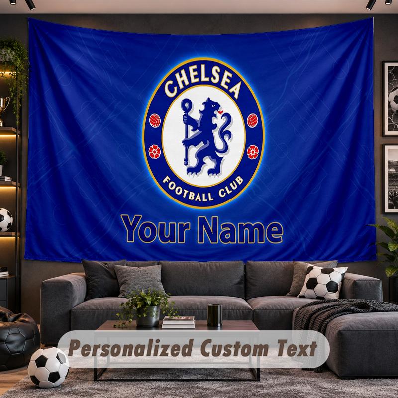 Chelsea FC Personalized Tapestry Support Custom Name, Wall Art Home Decoration