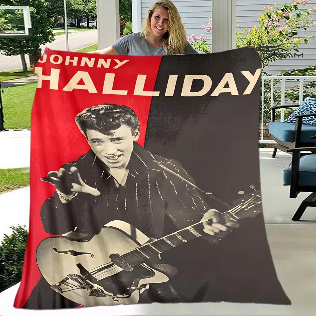 French rock star Johnny Hallyday print blanket picnic blanket vintage blanket home travel birthday gift bed blanket thin blanket
