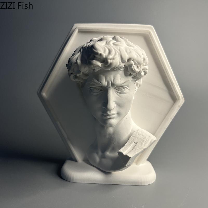 David Figuren Gipsstatue Handwerk Schreibtischdekoration Ornamente Kreative Kunstwerke David Charakter Skulptur Raum Ästhetische Dekoration