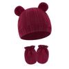 Knitted Bear Ear Earflap Hat Ear Protection Baby Hat Glove Set Fashion Children's Winter Hat  Girls