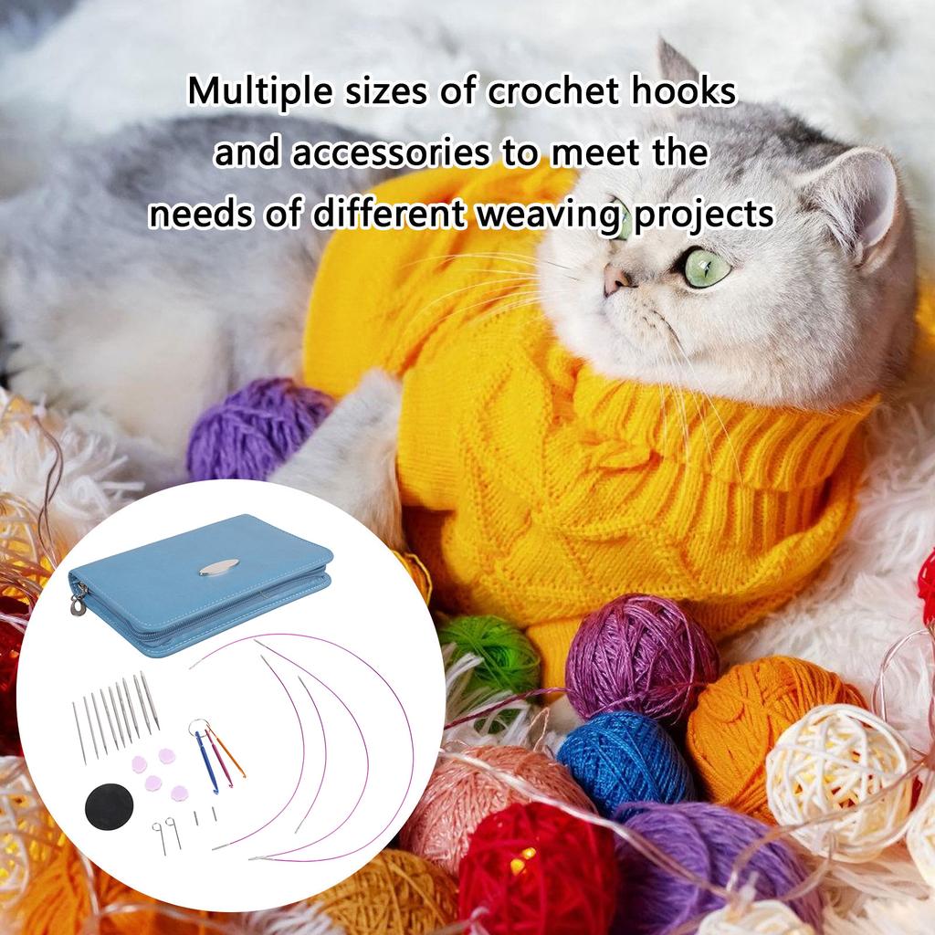 Circular Knitting Needle Set Metal Knitting Needle Interchangeable Circular Needle Size 2.2-4.5mm Knitting Tool