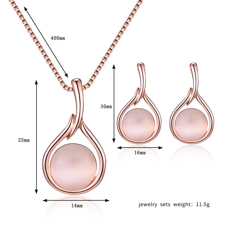 Cat's Eye European & American Statement Necklace and Earring Set - Bridal Jewelry Collection