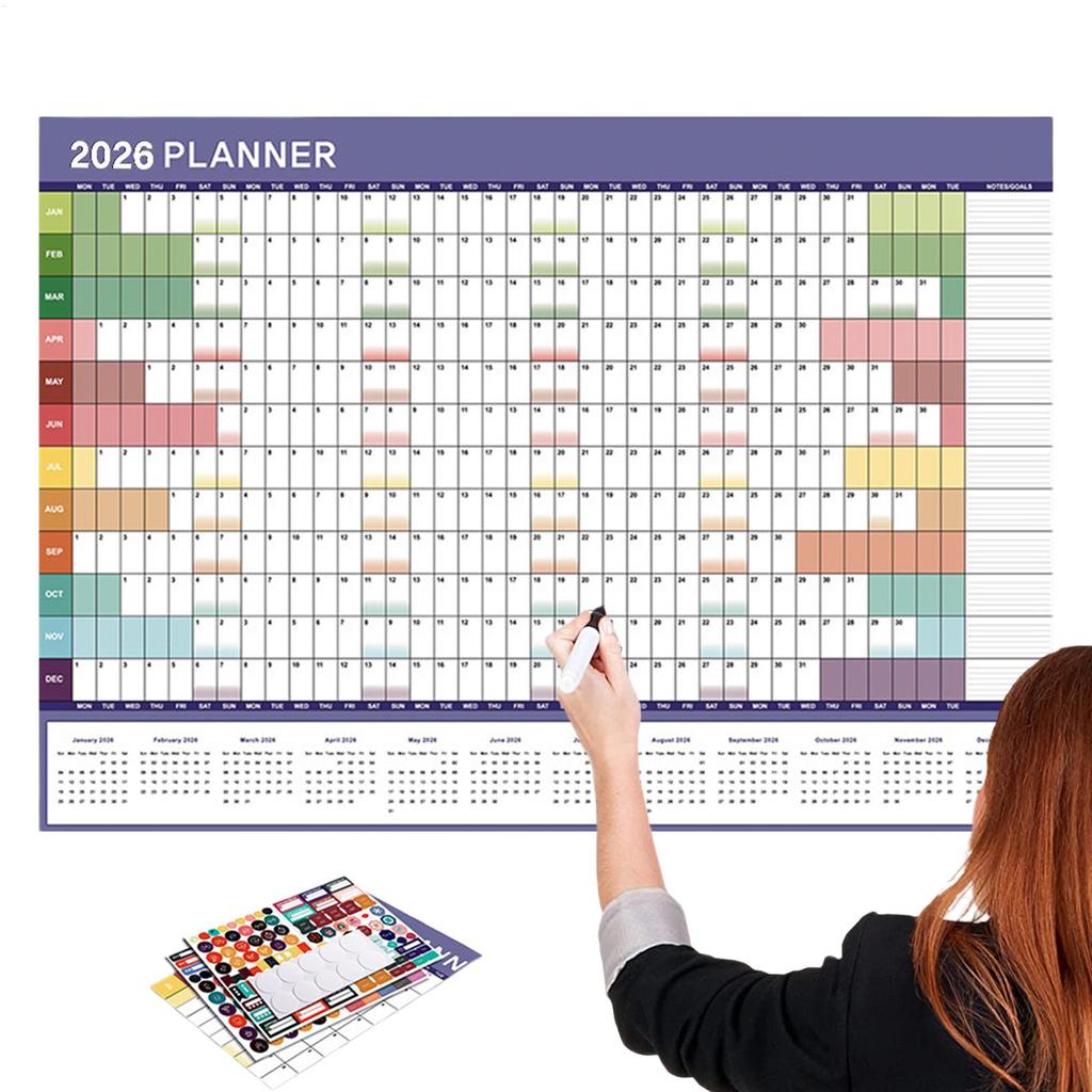 2026 calendar de perete de Anul Nou planificator lunar calendar de perete organizator de programare reutilizabil pentru muncă studiu familie copii cămin birou