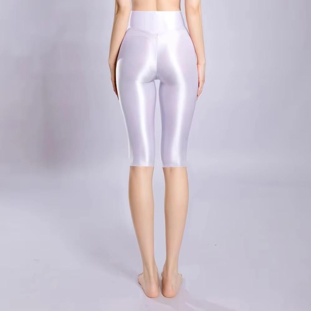 Glänzende Cropped Hosen Pfirsich Hüftstrumpfhosen Leggings Dünne Yogahosen Für Fitness Jogger