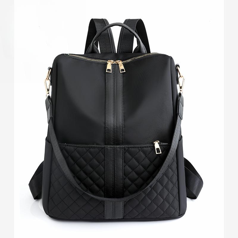 Backpack Women's New Trendy Oxford Cloth Small Backpack Women's Nylon Diamond Grid Car Stitching Fashionable Backpack