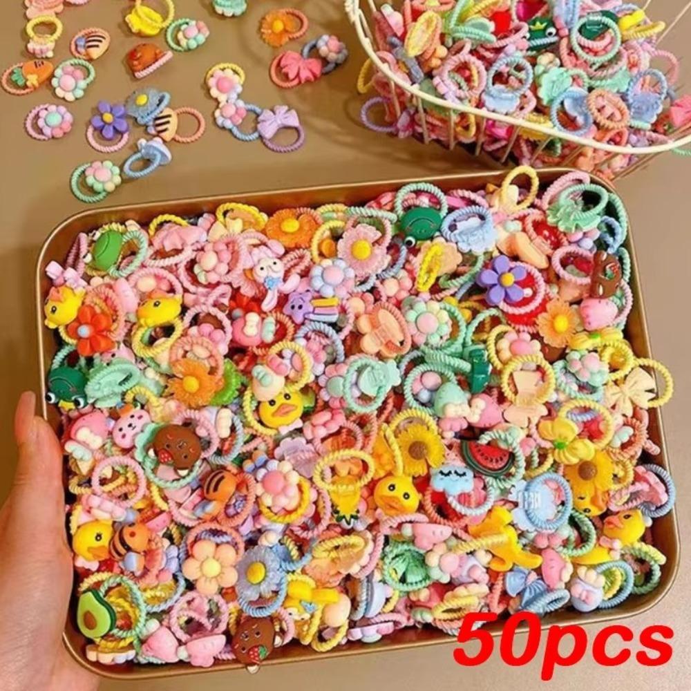 

50/100Pcs Small Animal Girls Hair Bands Elastic Kids Headband New Headdress Girls 50pcs