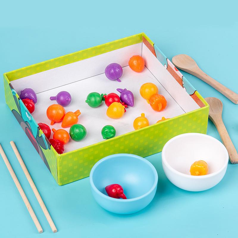Children'S Play House Feeding Game Puzzle Early Education Baby Chopsticks Spoon Eating Training Parent-Child Board Game Wooden Toy
