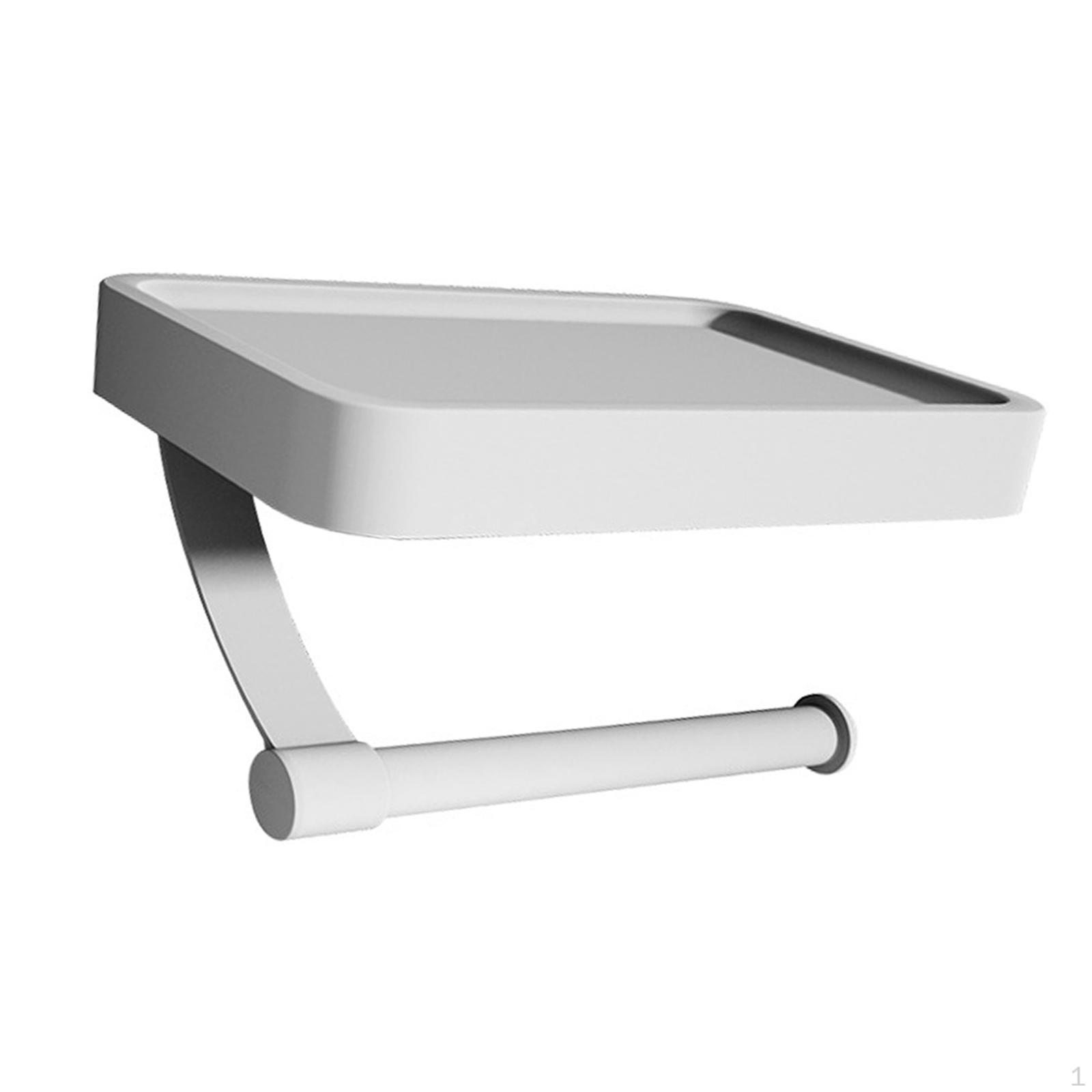 

Bathroom Paper Towel Holder, Multifunctional Aluminum Rustproof Shelf Phone Rack Toilet белый