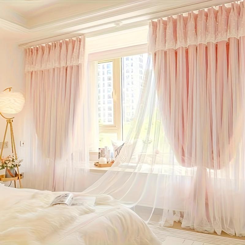 1PC New-style living room blackout curtain, double-layer lace blackout curtain for bedroom or balcony. Sold individually