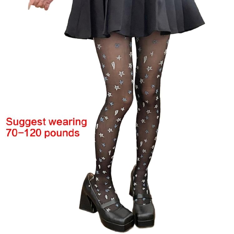 Slim Fit Star Patterned Sexy Sheer Thin Pantyhose Nylon Hosiery Japanese Aesthetic High Waist Leggings Tights for Women