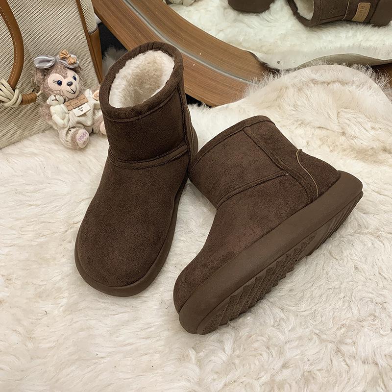 

Женские мягкие эластичные зимние меховые ботинки на толстой подошве, теплые, с холодозащитной подкладкой, нескользящие, износостойкие, повседневные спортивные хлопковые ботинки 40 темно-коричневого