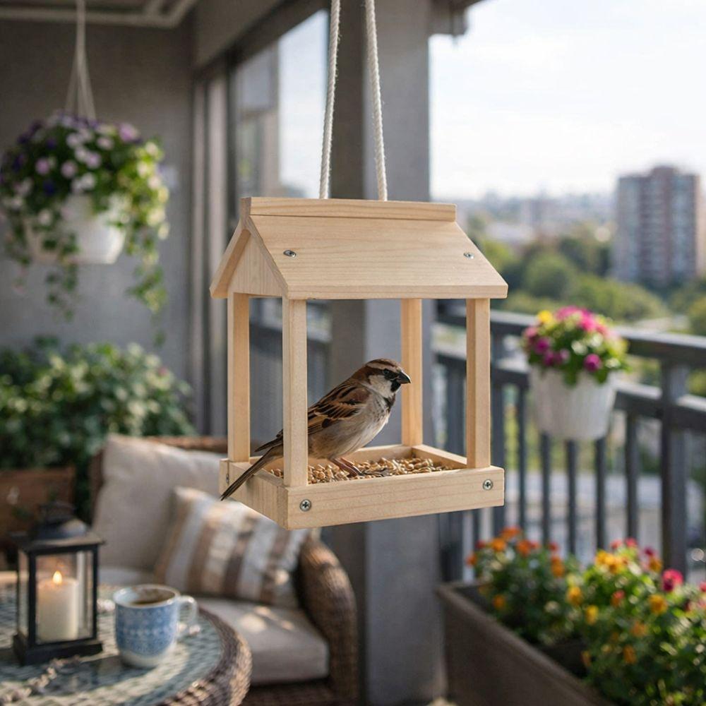 Wear-resistant Hummingbird Feeders Wooden Open Bird Feeder Pet Supplies Hanging Birdhouse  Pathway