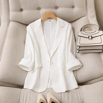 Women's Korean White Blazer Summer Loose Fit Waist Slimming Elegant Office Casual Comfortable New