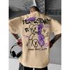 Summer New Men's Teddy Bear Graffiti Print Comfortable and Breathable Round Neck T-shirt. This Is an Outdoor Versatile Street St