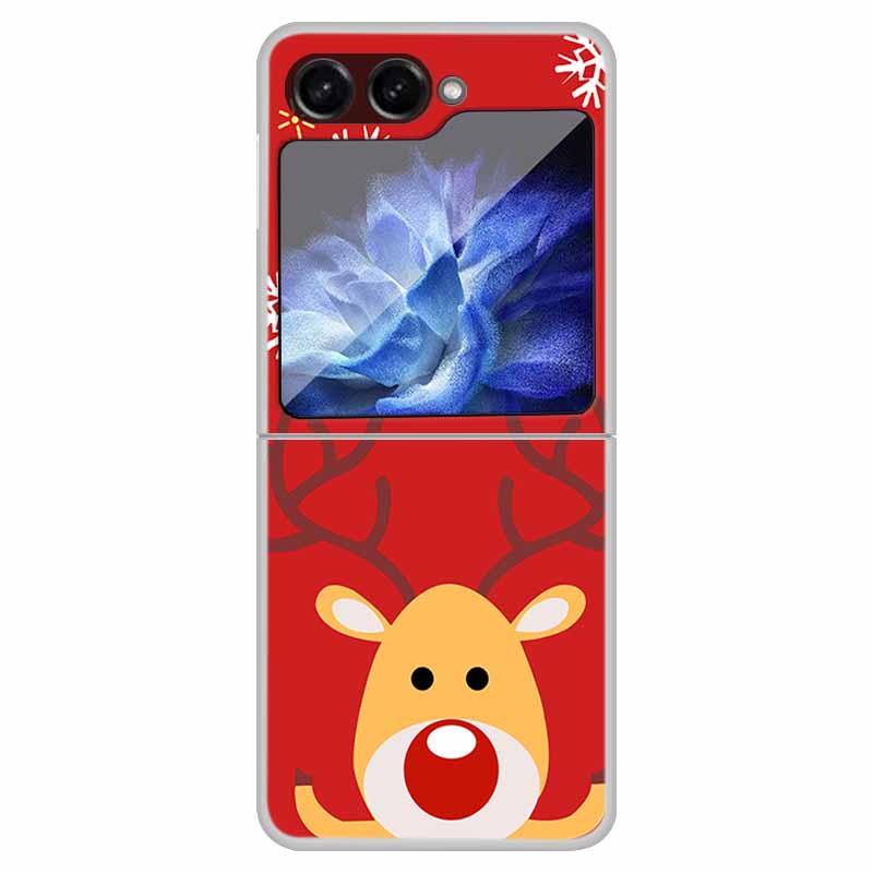 For Samsung Galaxy Z Flip 6 5 4 3 Case Christmas Cute Clear Hard Plastic PC Folding Back Cover For Samsung Z Flip6 Flip5 Flip4