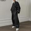 INCERUN Two Pieces Outfits Men Long Sleeve Kimono Shirt and Long Straight Pants Sets