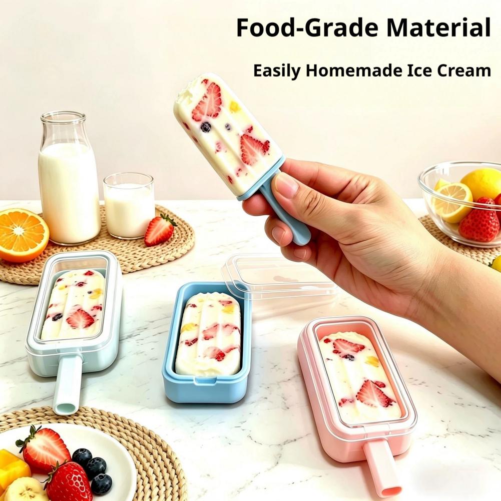 Lebensmittelechte Eis am Stiel Formen Eiscreme Formen Einfaches Lösen Silikon DIY Hausgemachter Eis am Stiel Maker Mit Deckel Für Kinder Sommer