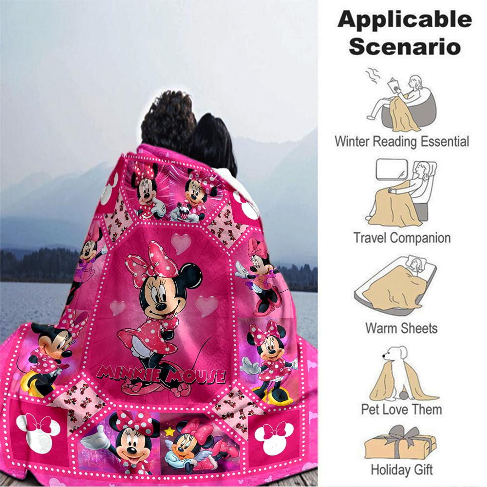 Minnie Mouse Pink Frame Blanket Soft Throw Blanket For Home Bedroom Bed Sofa Travel Office Solid Christmas Blanket