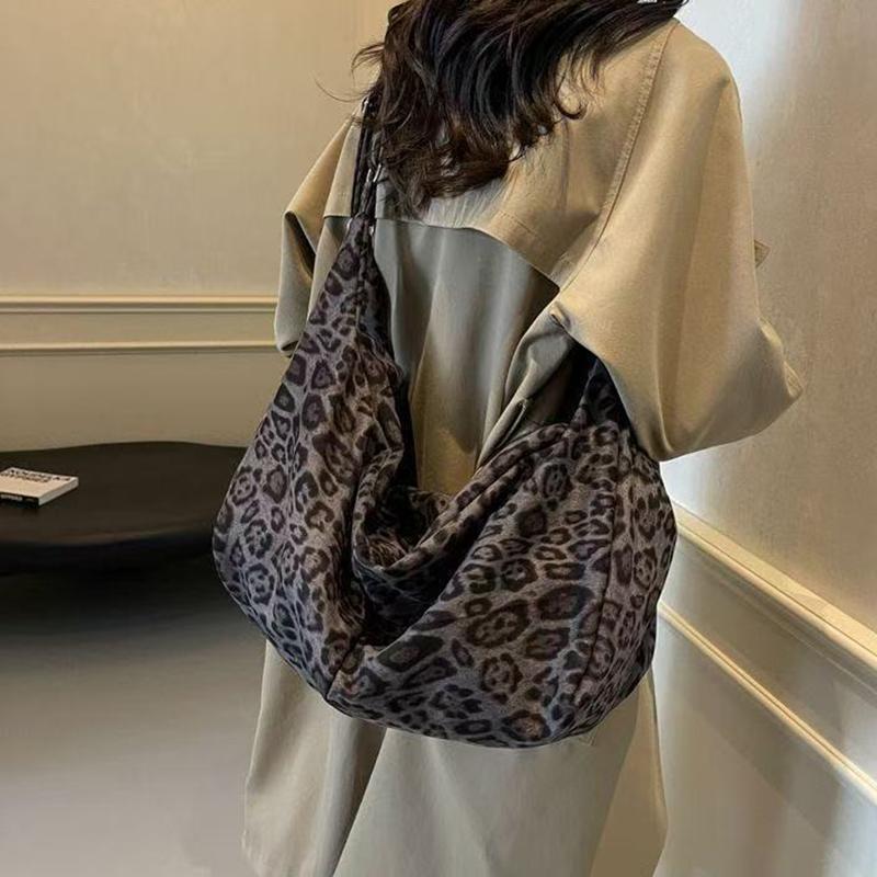 Yogodlns Large Leopard Shoulder Bags Women Fashion Big Packages Lazy Style Hobo Bags Autumn And Winter Leisure Or Travel Bags