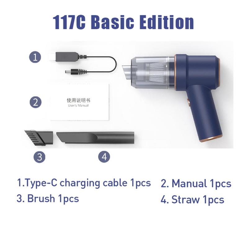 

80000Pa 2 In 1 Car Vacuum Cleaner Wireless Charging Compressed Air Duster Handheld High-power Air Blower Duster for Home Office