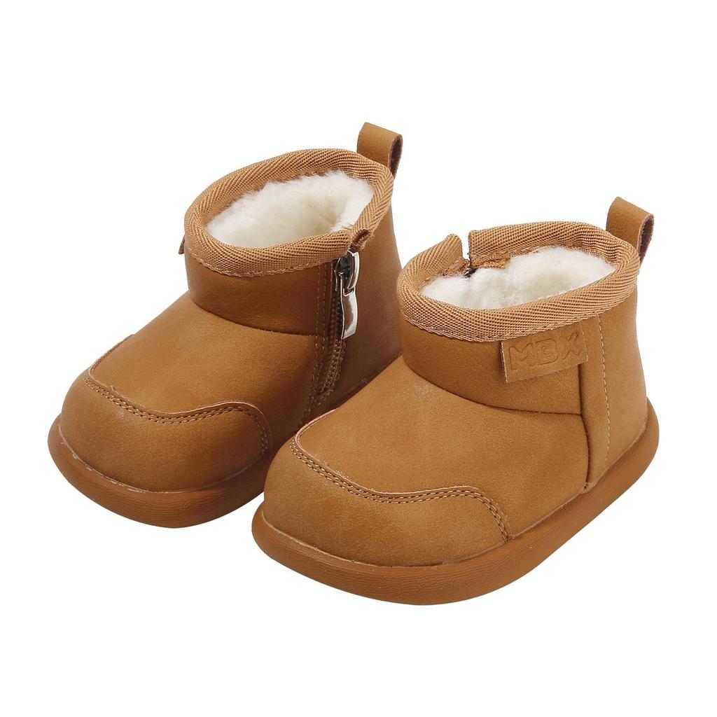 Autumn/Winter Baby Walker Shoes: Thick, Comfy, Cotton-Padded, Versatile, Solid Colors, Fashionable & Ideal for Outdoor Use.
