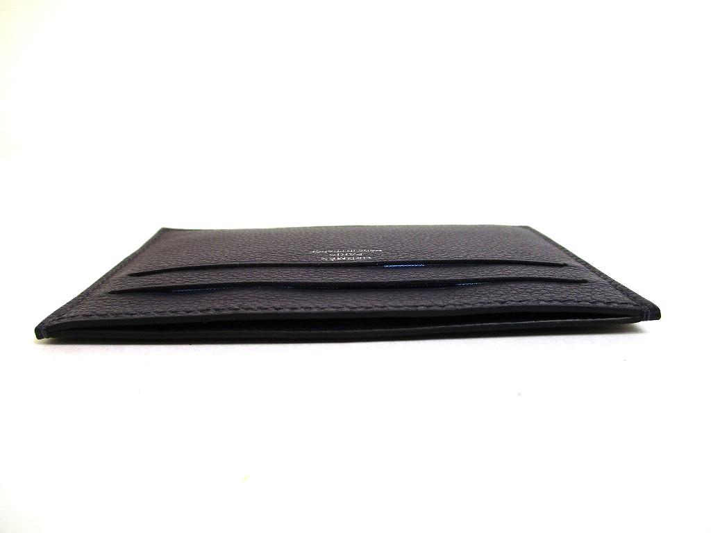 Authentic HERMES Blue indigo Evercolor Card Case Card Holder Citizen Twill Silk In #b247 Seller refurbished