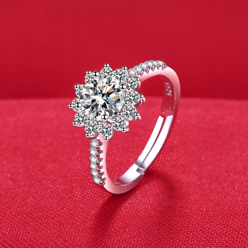 925 Silver Ring Heart AAA Zircon Open Adjustable Engagement For Women Wedding Fashion Jewelry Party Gifts