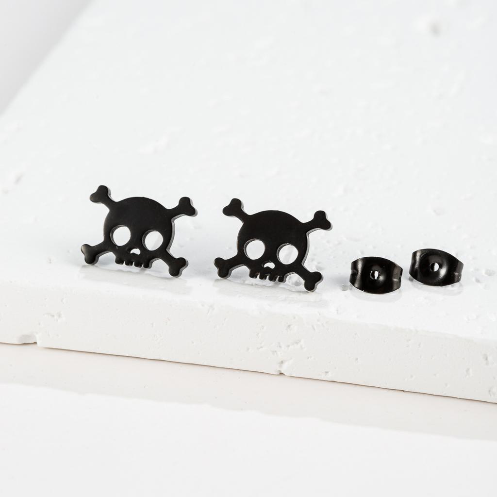 1 Paar Halloween Personalisierte Totenkopf Ohrringe, Edelstahl Anti-Allergie Ohrringe, Dunkler Stil Cooles Ohr Accessoire für Damen