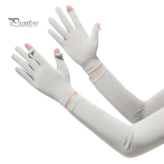 Sunscreen Arm Sleeves Women Sun Protection Gloves, Cooling with Detachable Full Finger Gloves Anti-Slip Palm, UV for Summer Driving Cycling Hiking