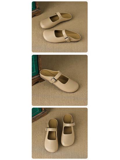 Weiwei Women's Retro Summer Flat Half-Slippers - Plus Size, Easy Slip-On