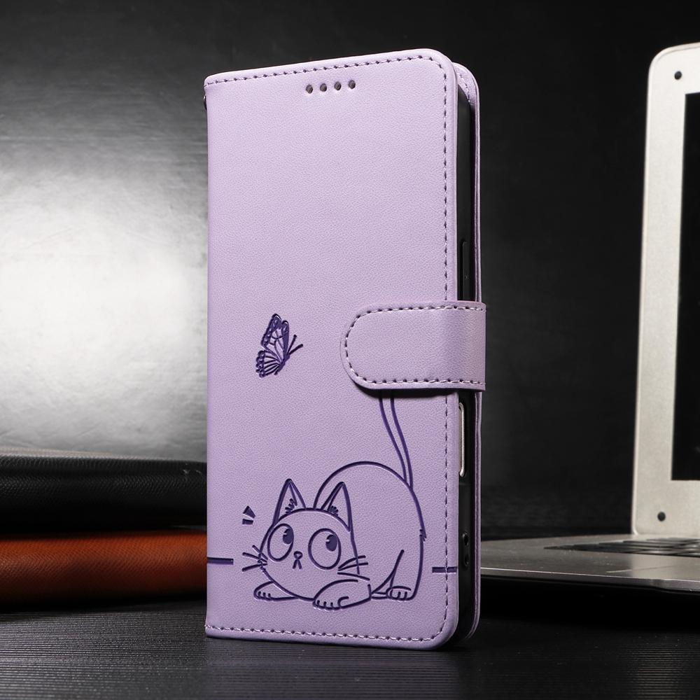 

Магнітний шкіряний чохол-гаманець для Samsung Galaxy A3 A5 A6 Plus A7 A8 A9 A10 A10S M10 M10S M15 M54 2016 2017 2018 | Тиснений кіт Galaxy M55