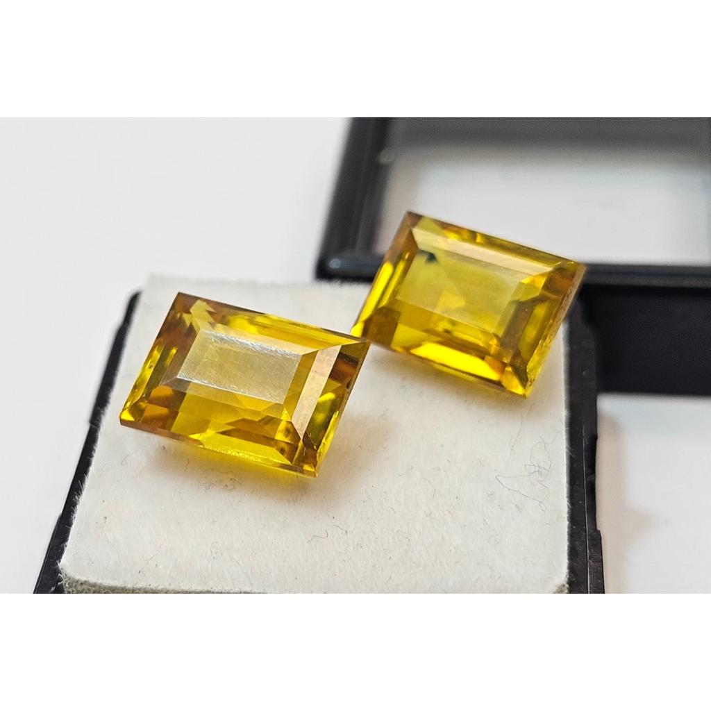 Fabulous Natural Sapphire Yellow Earring 13-14 Ct Baguette Cut Pair Gemstone