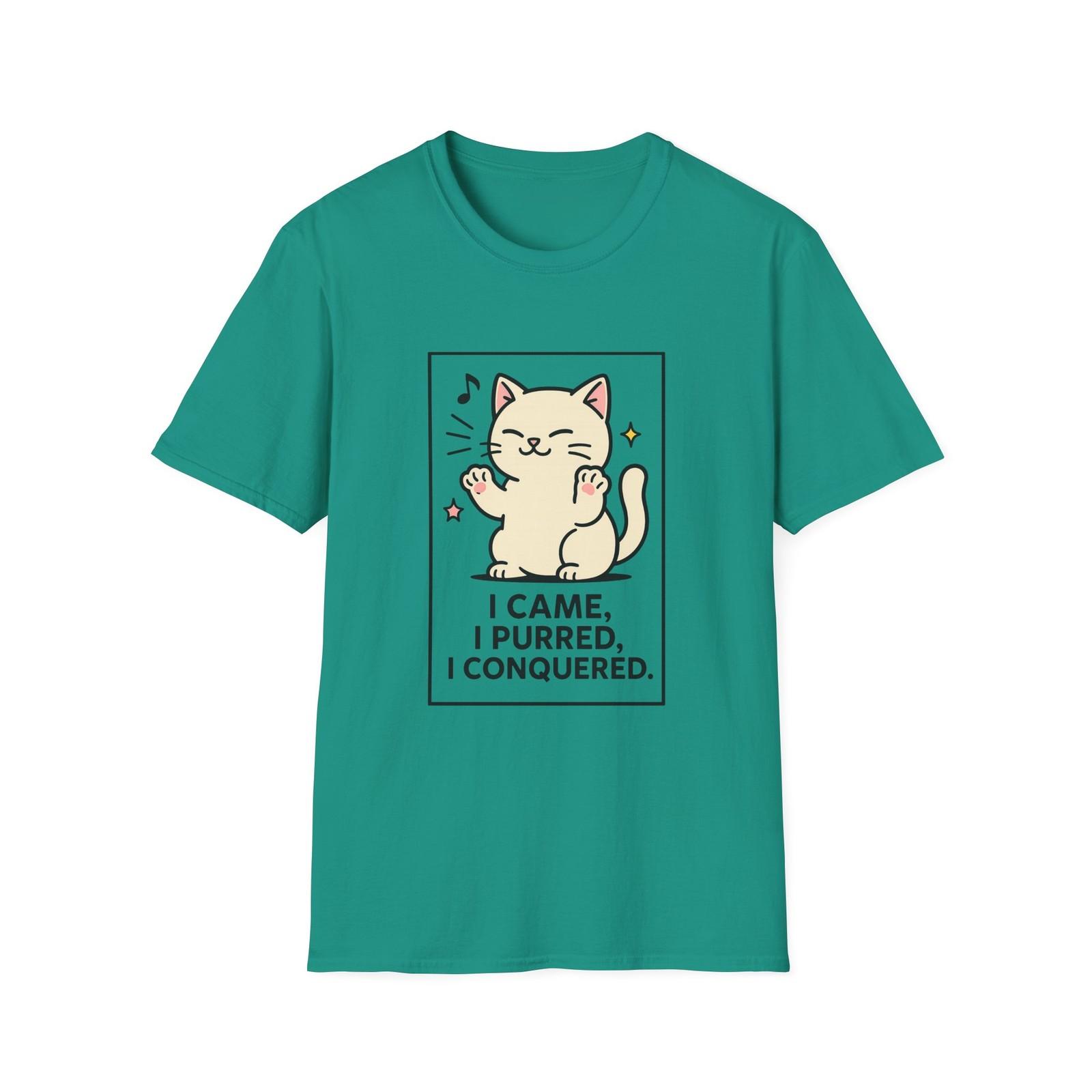 Unisex Softstyle T-Shirt Mens Womens Tees Top Smug Kitten Funny I Came I Purred I Conquered Cat Tee L