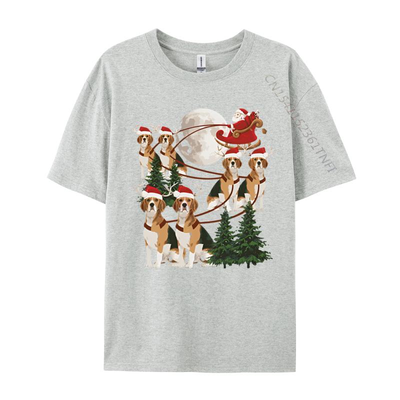 Green And White Graphic T Shirt Beagle Reindeer Christmas Dog Riding Tshirt Black Tops Shirt Fitted Cotton Student T Shirts