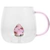 Cute Strawberry Pattern Glass Cup Large Capacity Coffee Mug Clear Tea Cup Cartoon Borosilicate Drinking Glass for Home