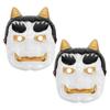 2Pcs Japanese Samurai Demon Masks Horned Tengu Ghost Full Face Cover Sushi Bar Decor Masquerade Party Halloween Cosplay