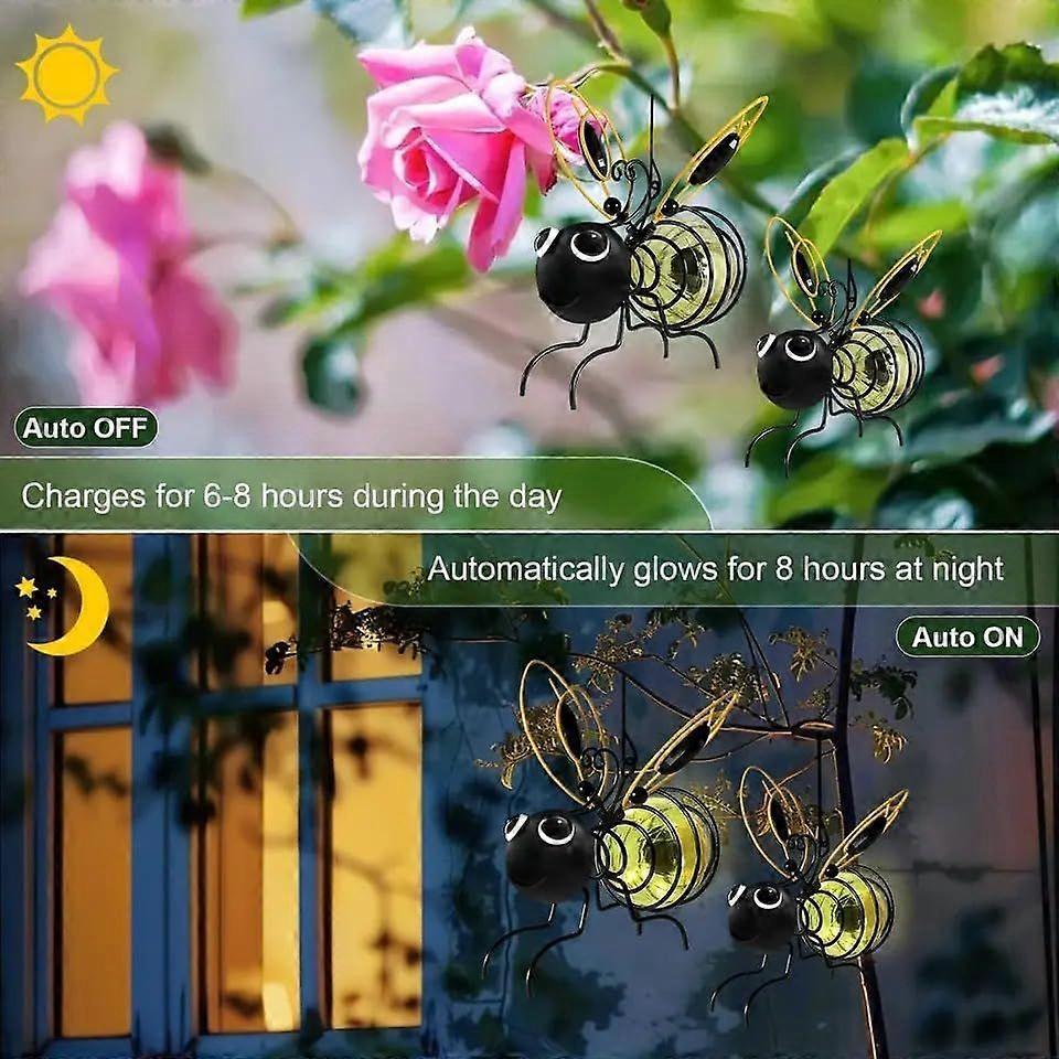 2026 New Solar Bee Hanging Lights  Waterproof Simulation Bumble Bee Solar Garden Lights, Outdoor Decor for Patio, Party, Festivals & Birthday Gifts