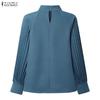 ZANZEA Women Stand Collar Casual Long Sleeve Loose Blouse