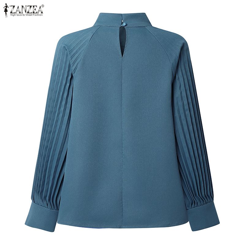 ZANZEA Women Stand Collar Casual Long Sleeve Loose Blouse