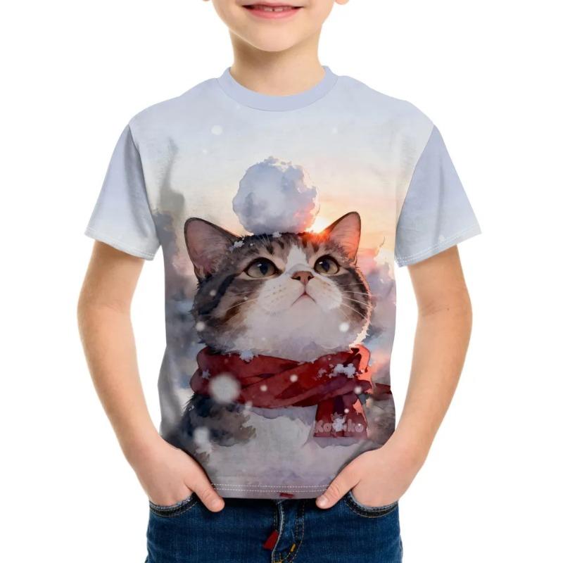 Summer Children's 3D Printed Crew Neck T-shirt Is Fashionable, Versatile, Trendy, Breathable, and Casual
