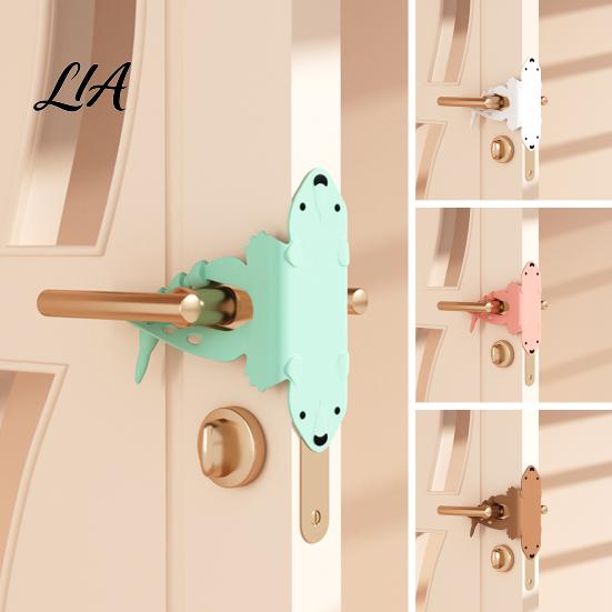 Cute Cartoon Door Protector Silicone Silencer Lock Sleeve, 5-Position Adjustable Latch Cover Buffer, Wall for Handle Bear Cushion Noise Reduction,