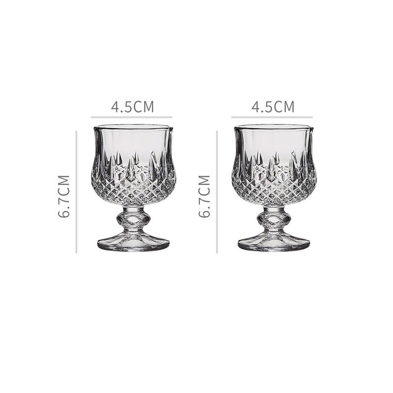 2pcs Sets 50ml Red Wine Cup Luxury Diamond Carved Wine Glass Butterfly Pattern Cocktail Glass Shot Glass Short Footed Wine Mug