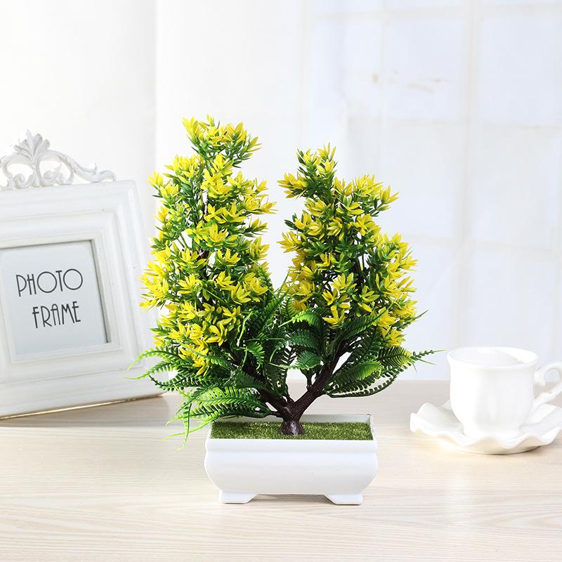Artificial Plants Potted Bonsai Green Small Tree Plants Fake Flowers Potted Ornaments for Home Garden Decor Party Hotel Decor