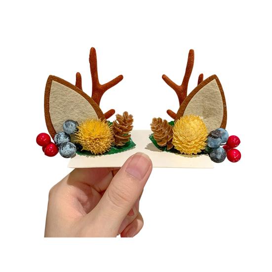 1 pár vánočních sponek do vlasů Slavnostní styly Sob Vánoční strom Sněhulák Santa Claus Plyšové Flitrová dekorace Sponky do vlasů