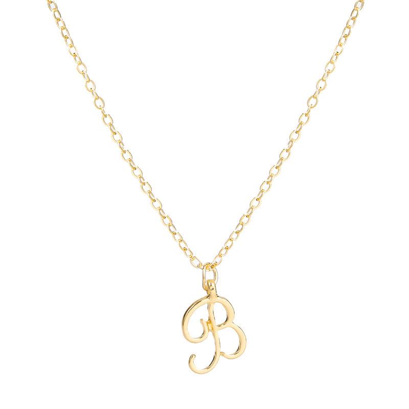 Elegant 26-Letter Uppercase Pendant Necklace: Simple and Fashionable European-American Clavicle Chain with Niche Design