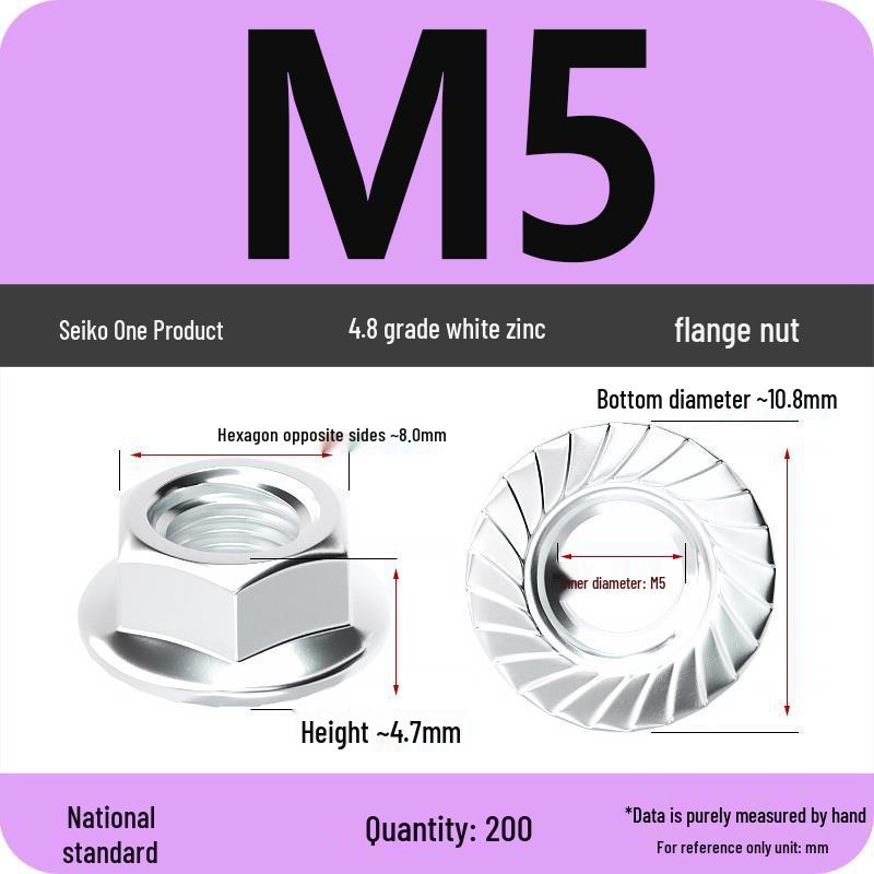Electroplated Galvanized Anti-Slip Hex Flange Nut with Tooth Washer, M3-M16